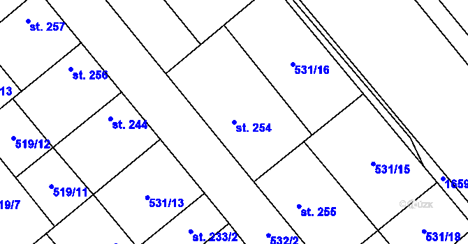 Parcela st. 254 v KÚ Nová Ves I, Katastrální mapa