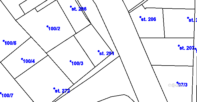 Parcela st. 291 v KÚ Nová Ves I, Katastrální mapa