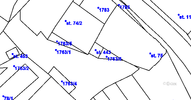 Parcela st. 443 v KÚ Nová Ves I, Katastrální mapa