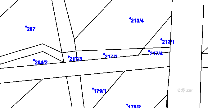 Parcela st. 217/2 v KÚ Nová Ves I, Katastrální mapa