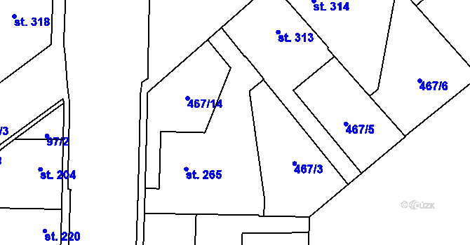 Parcela st. 467/3 v KÚ Nová Ves I, Katastrální mapa