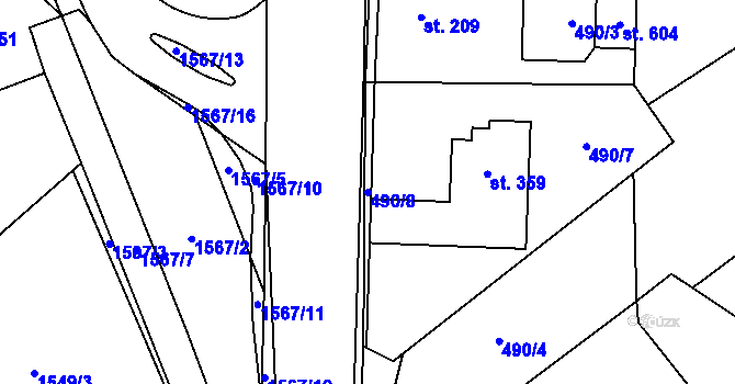 Parcela st. 490/8 v KÚ Nová Ves I, Katastrální mapa