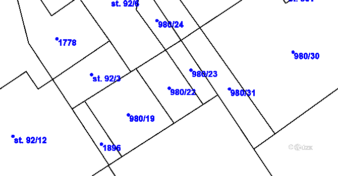 Parcela st. 980/22 v KÚ Nová Ves I, Katastrální mapa