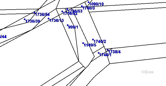 Parcela st. 1149/5 v KÚ Nová Ves I, Katastrální mapa