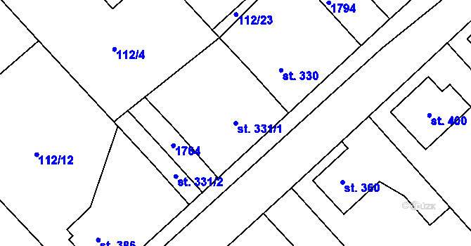 Parcela st. 331/1 v KÚ Nová Ves I, Katastrální mapa