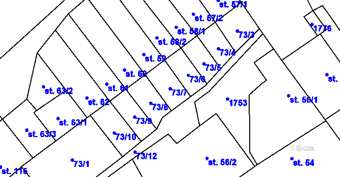 Parcela st. 73/7 v KÚ Nová Ves I, Katastrální mapa