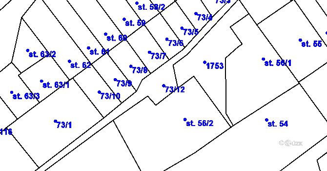 Parcela st. 73/12 v KÚ Nová Ves I, Katastrální mapa
