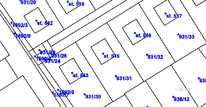 Parcela st. 515 v KÚ Nová Ves I, Katastrální mapa