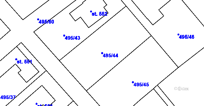 Parcela st. 495/44 v KÚ Nová Ves I, Katastrální mapa