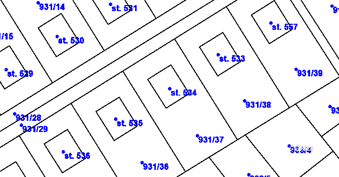 Parcela st. 534 v KÚ Nová Ves I, Katastrální mapa