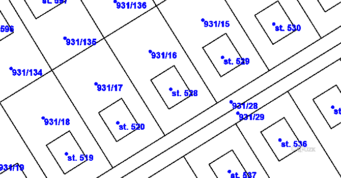 Parcela st. 528 v KÚ Nová Ves I, Katastrální mapa