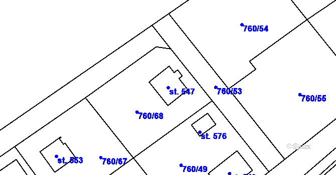 Parcela st. 547 v KÚ Nová Ves I, Katastrální mapa