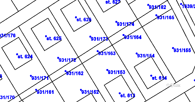 Parcela st. 931/163 v KÚ Nová Ves I, Katastrální mapa