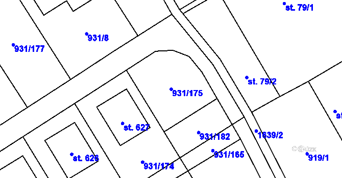 Parcela st. 931/175 v KÚ Nová Ves I, Katastrální mapa