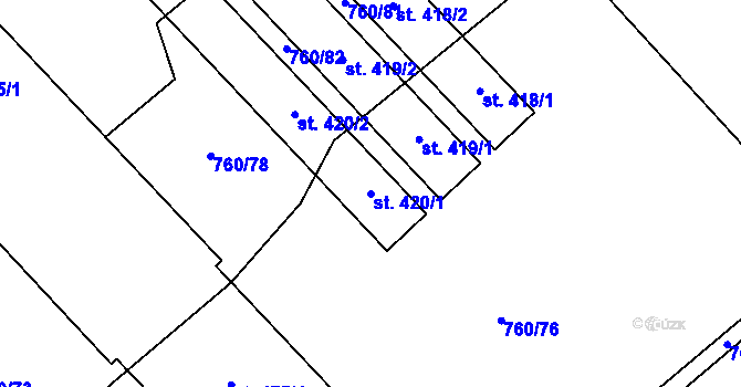 Parcela st. 420/1 v KÚ Nová Ves I, Katastrální mapa