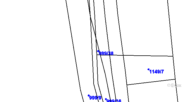 Parcela st. 999/38 v KÚ Nová Ves I, Katastrální mapa