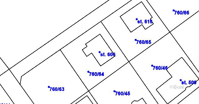 Parcela st. 606 v KÚ Nová Ves I, Katastrální mapa
