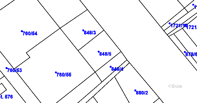 Parcela st. 848/5 v KÚ Nová Ves I, Katastrální mapa