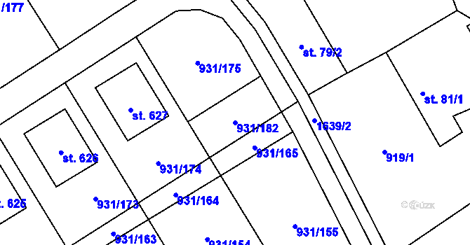 Parcela st. 931/182 v KÚ Nová Ves I, Katastrální mapa