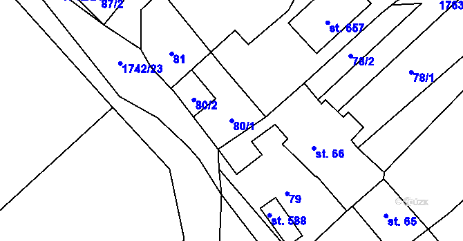 Parcela st. 80/1 v KÚ Nová Ves I, Katastrální mapa