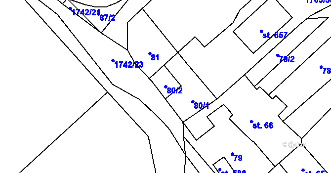 Parcela st. 80/2 v KÚ Nová Ves I, Katastrální mapa