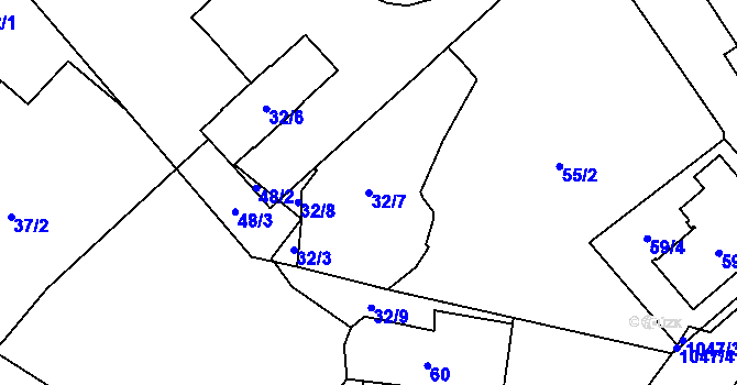 Parcela st. 32/7 v KÚ Krabonoš, Katastrální mapa