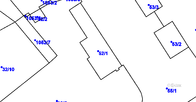 Parcela st. 52/1 v KÚ Krabonoš, Katastrální mapa