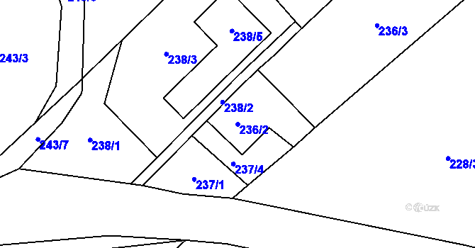 Parcela st. 236/2 v KÚ Krabonoš, Katastrální mapa