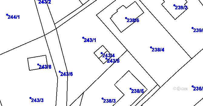 Parcela st. 243/4 v KÚ Krabonoš, Katastrální mapa