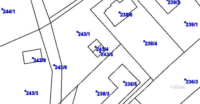 Parcela st. 243/5 v KÚ Krabonoš, Katastrální mapa