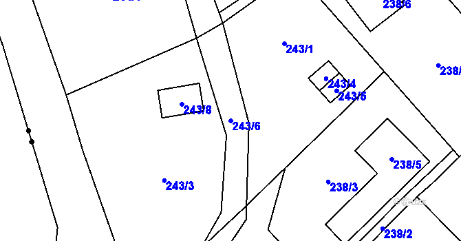 Parcela st. 243/6 v KÚ Krabonoš, Katastrální mapa