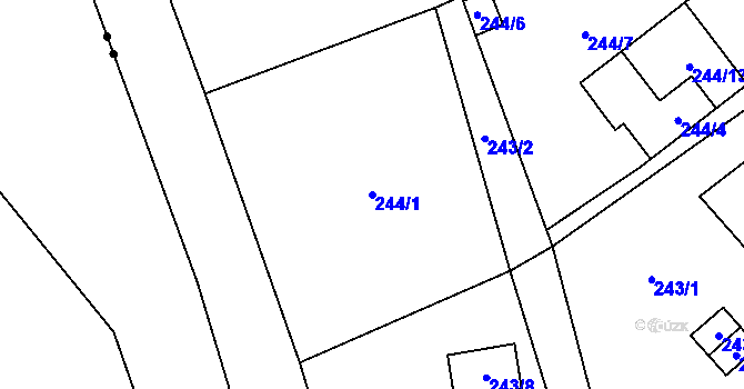 Parcela st. 244/1 v KÚ Krabonoš, Katastrální mapa