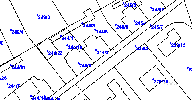 Parcela st. 244/2 v KÚ Krabonoš, Katastrální mapa