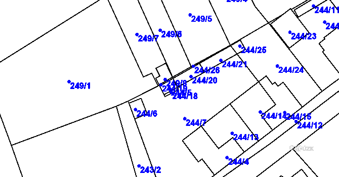 Parcela st. 244/5 v KÚ Krabonoš, Katastrální mapa