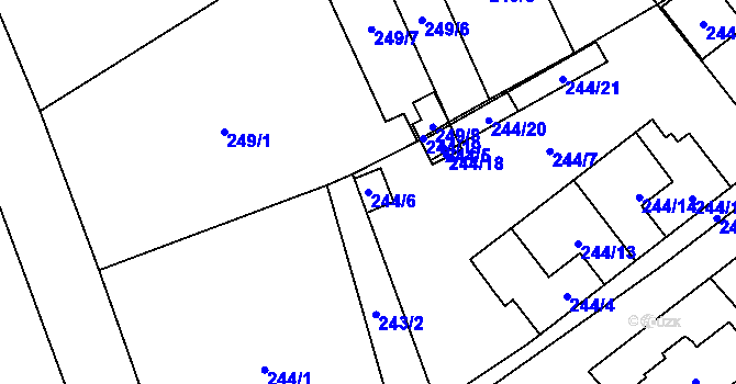 Parcela st. 244/6 v KÚ Krabonoš, Katastrální mapa