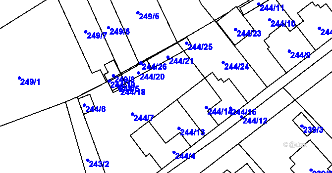 Parcela st. 244/7 v KÚ Krabonoš, Katastrální mapa