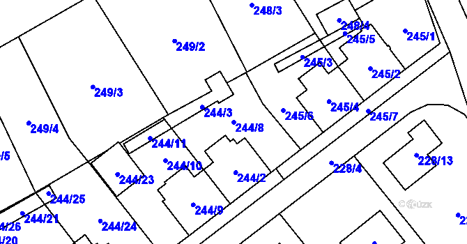 Parcela st. 244/8 v KÚ Krabonoš, Katastrální mapa