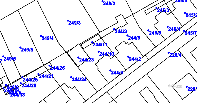 Parcela st. 244/10 v KÚ Krabonoš, Katastrální mapa