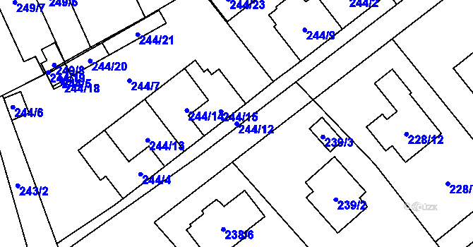 Parcela st. 244/12 v KÚ Krabonoš, Katastrální mapa