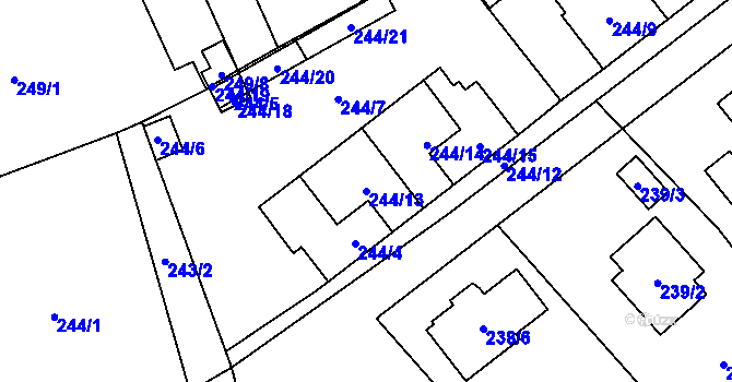 Parcela st. 244/13 v KÚ Krabonoš, Katastrální mapa