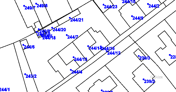 Parcela st. 244/14 v KÚ Krabonoš, Katastrální mapa