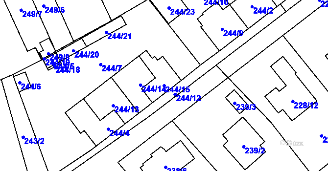 Parcela st. 244/15 v KÚ Krabonoš, Katastrální mapa