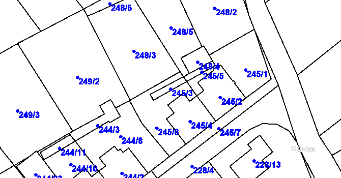 Parcela st. 245/3 v KÚ Krabonoš, Katastrální mapa