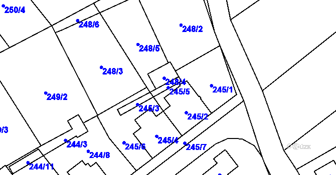 Parcela st. 245/5 v KÚ Krabonoš, Katastrální mapa