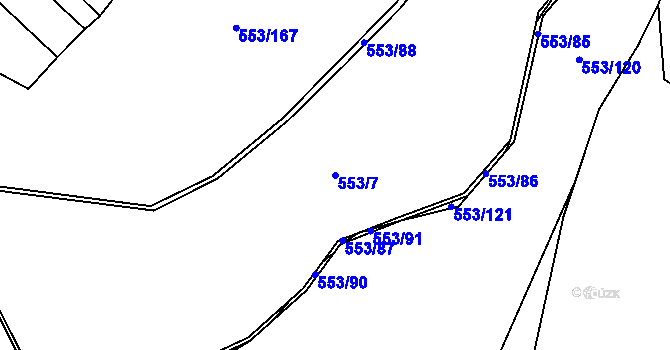 Parcela st. 553/7 v KÚ Krabonoš, Katastrální mapa