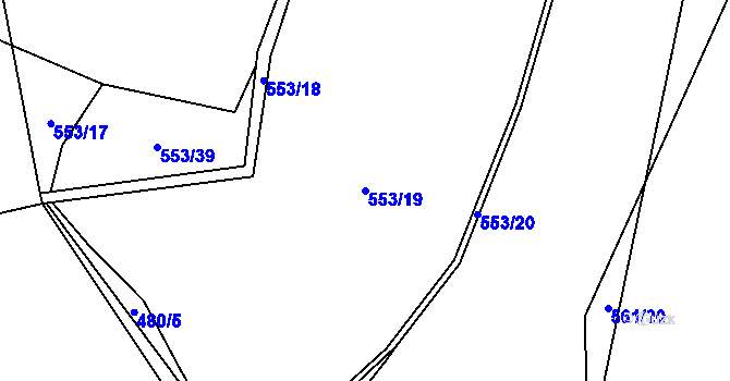 Parcela st. 553/19 v KÚ Krabonoš, Katastrální mapa