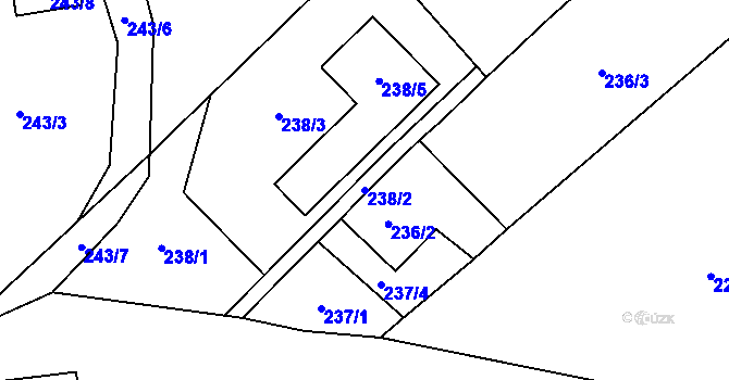 Parcela st. 238/2 v KÚ Krabonoš, Katastrální mapa