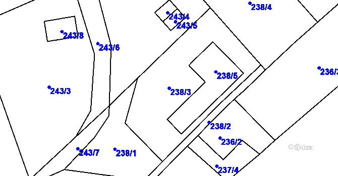 Parcela st. 238/3 v KÚ Krabonoš, Katastrální mapa