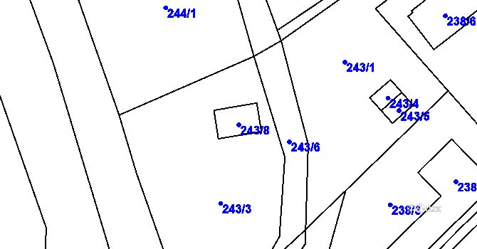 Parcela st. 243/8 v KÚ Krabonoš, Katastrální mapa