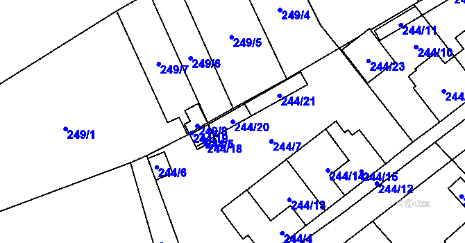 Parcela st. 244/20 v KÚ Krabonoš, Katastrální mapa